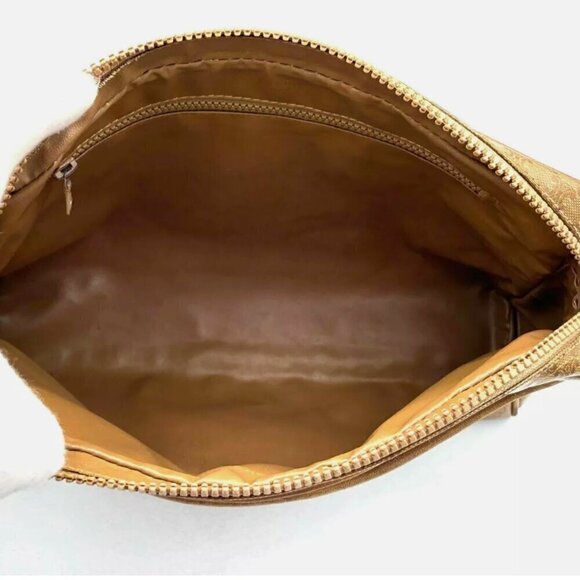 Vintage CELINE Clutch Bag Macadam Pouch Purse PVC Brown 100% Authentic - Picture 6 of 15